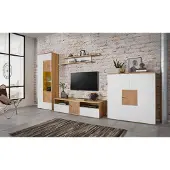 VOGL Möbelfabrik Wohnwand VOGL MÖBELFABRIK, weiß (wildeiche, weiß), MDF, Kastenmöbel-Sets, Wohnwand