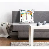 Queence Dekokissen "Kim", bunt (bunt, bedruckt), B:40cm L:40cm, Polyester, Dekokissen_Sitzkissen_Kissenhüllen, Dekokissen, Kissenhülle,Abstraktes Gesicht,Modern,Kunstvoll,Geometrisch