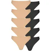 Petite fleur String , Damen, Gr. 32/34, schwarz (beige, schwarz), Single Jersey, Obermaterial: 95% Baumwolle, 5% Elasthan, unifarben, körpernah, Unterhosen String, aus elastischer Baumwolle, Topseller