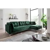 Otto Home Ecksofa "Landau L-Form", grün, B:275cm H:75cm T:158cm, Sofas, Ecksofa, in Cord-Stoff mit Metallfuß