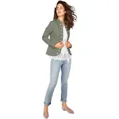 HEINE Blusenblazer "Jersey-Blazer Jerseyblazer im Military-Look", Damen, Gr. 34, oliv, Modisch, Blazer Blusenblazer