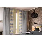 Homing Vorhang "Jannis" Gr. 1, grau, B:140cm H:245cm, Polyester, Gardinen, Vorhang, Streifen, safran, grau, Küche, Wohnzimmer