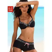 Kangaroos Bügel-Bikini , Damen, Gr. 36, Cup G, schwarz, Polyamid, kontrastfarbene Details, unifarben mit Farbeinsatz, Bikini-Sets Bügel-Bikini, mit modischem Print, verstellbare Träger
