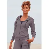LASCANA Trainingsjacke mit Kapuze mit Logo Tape an den Ärmeln