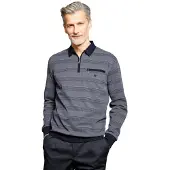 Hajo Poloshirt "Langarm-Poloshirt", Herren, Gr. 44/46, blau (marine), 62% Baumwolle, 38% Polyester, gemustert, mehrfarbig, Shirts Poloshirt