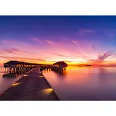 Papermoon Fototapete "Sunset Pier Maldives", bunt, B:3m L:2,23m, Vlies, Tapeten, Fototapete