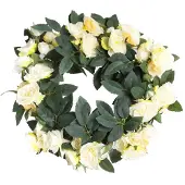 Botanic-Haus Kunstkranz "Rosenkranz", bunt (creme, weiß, leicht, gelb), B:30cm H:8cm T:30cm Ø:30cm, Kunststoff, Kunstpflanzen, Kunstkranz