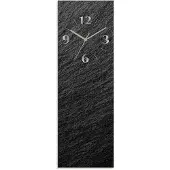 ARTland Glas Wanduhr Quarzuhr - silberne Zeiger Schieferoptik Größe: 20x60 cm