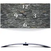 ARTland Wanduhr, gebogen Quarzuhr - schwarzer Zeiger Schiefermauer Größe: 60x30 cm