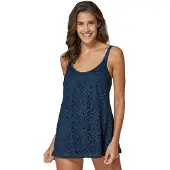 Witt Tankini "Oversized-Tankini-Top Tankini-Oberteil mit Spitze", Damen, Gr. 38, Cup D, dunkelblau, Modisch, Bikini-Sets Tankini