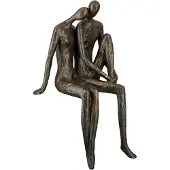 Casablanca by Gilde Kantenhocker "Skulptur XL Couple", braun (bronzefarben), B:19cm H:35cm T:13cm, Kunstharz, Dekofiguren, Kantenhocker, Sitzendes Paar mit Antikfinish, bronzefarben, Wohnzimmer