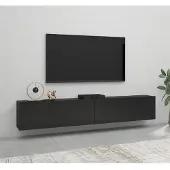 Home affaire Lowboard "Ava, Breite 180 cm, hängend und stehend montierbar", schwarz (schwarz matt), B:180cm H:34,5cm T:29,5cm, Sideboards, Lowboard, moderne grifflose TV-Kommode, TV-Schrank, TV-Board