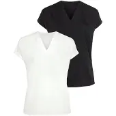 Flashlights Blusentop , Damen, Gr. 34, schwarz-weiß (schwarz, weiß), Web, Obermaterial: 100% Polyester, figurumspielend, Blusen Blusentop, im Doppelpack, Topseller