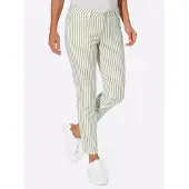 Casual Looks Bequeme Jeans , Damen, Gr. 18, Kurzgrößen, grün (schilf, ecru, gestreift), 97% Baumwolle, 3% Elasthan, gemustert, mehrfarbig, lang, Jeans Bequeme Jeans