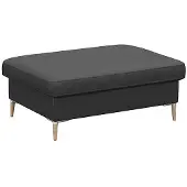 FLEXLUX Pouf "Fiore", schwarz (deep schwarz), B:97cm H:34cm T:66cm, Aluminium, Holz teilmassiv, Poufs, Pouf, Kaltschaum, Füße Alu+ Eiche
