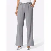 Lady Palazzohose , Damen, Gr. 36, Normalgrößen, grau (steingrau), 63% Polyester, 33% Viskose, 4% Elasthan, unifarben, lang, Hosen Palazzohose