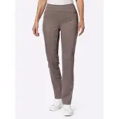 Casual Looks Schlupfhose , Damen, Gr. 19, Kurzgrößen, grau (dunkeltaupe), 65% Baumwolle, 33% Polyester, 2% Elasthan, unifarben, lang, Hosen Schlupfhose