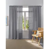 Otto Home Vorhang "Linsdorf" Gr. 1, grau, B:140cm H:160cm, Polyester, Gardinen, Vorhang, Leinenstruktur, halbtransparent