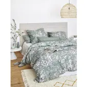 Irisette Flausch-Baumwolle Bettwäsche-Garnitur Zobel-HK 8558 Farbe salbei 135x200+80x80cm