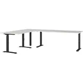 Germania -Werke Eckschreibtisch höhenverstellbar (mechanisch) »Agenda« 3-teilig, 2 Schreibtische grau, 260x91x200 cm