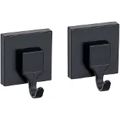 Wenko Wandhaken "Vacuum-Loc Modell Quadro", schwarz, B:6cm H:7cm L:5cm, ABS-Kunststoff, Haken, Wandhaken, aus Kunststoff für Handtücher, Befestigen ohne Bohren