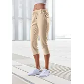 LASCANA Caprileggings , Damen, Gr. 32, N-Gr, beige (sand), Obermaterial: 70% Viskose, 25% Polyamid, 5% Elasthan, unifarben, Basic kniebedeckend, Hosen Caprileggings, mit seitlichen Taschen, Loungewear