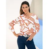 HEINE Druckbluse in weiß-orange-bedruckt | Gr.: 34