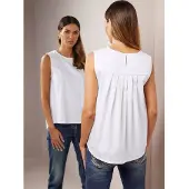 HEINE Blusentop , Damen, Gr. 34, weiß, 97% Baumwolle, 3% Elasthan, unifarben, Rundhals, Blusen Blusentop