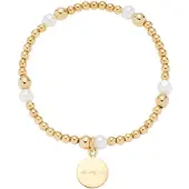 Leonardo Armband "Mathilde", gold (gelbgoldfarben, weiß), Armbänder, Damen, 18,5cm, Edelstahl Perlen Polyurethan, Edelstahl, Perlen, Polyurethan, Armband, mit Perle (imitiert)