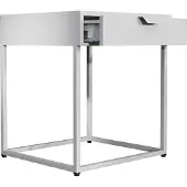 VCM Nachttisch "Metall Nachttisch Beistelltisch Schublade Flokas S", weiß, B:43cm T:41cm, Tische, Nachttisch