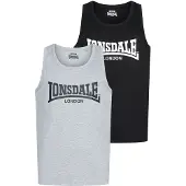 Lonsdale Tanktop "AVERHAM", Damen, Gr. XXL, schwarz (schwarz, marl g), Obermaterial: 100% Baumwolle, Tops Tanktop, ärmelloses Design, aus Baumwolle