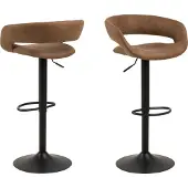 Fonq Barhocker GROUP "Grace", braun (hellbraun), B:54,5cm H:104cm T:48,5cm, Hocker, Barhocker, (Set, 2 St) in Microfaser, Höhenverstellbar, Armlehne