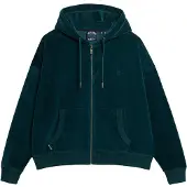 Superdry für Damen. W2012369A Kapuzenpullover mit Reißverschluss Velour grün (S), Lässig, Baumwolle