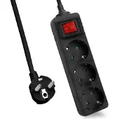 Helos Steckdosenleiste CLASSIC, 3-fach, schwarz, 3,0m, mit Schalter