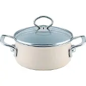 Riess Kasserolle mit Glasdeckel Ø16cm 1,3L Avorio Emaille