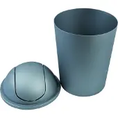 MSV Kosmetikeimer Abfalleimer Schwingdeckeleimer 5,5 Liter Kunststoff Silber
