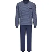 Ammann Schlafanzug "Schlafanzug lang Men / Nightwear", Herren, Gr. 52, blau, Obermaterial: 62% Baumwolle CO. 38% Polyester PES., Homewear-Sets Schlafanzug