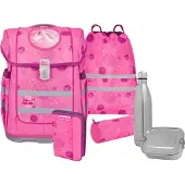 MCNEILL Schulranzen "Ergo Compacto, Pinky", Kinder, Gr. B/H/T: 29cm x 38,5cm x 22cm, pink (pinky), Polyester, Rucksäcke Schulranzen, inkl. Federmäppchen, Turnbeutel, Schlamperrolle & Motivmagnet