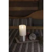 Konstsmide LED-Kerze , bunt (weiß, silberfarben), B:7,5cm H:20,5cm T:7,5cm Ø:7,5cm, Kerzen, LED-Kerze, LED Echtwachskerze, weiß, mit silberfarbener Banderole