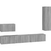 The Living Store 4-tlg. TV-Schrank-Set Grau Sonoma Holzwerkstoff
