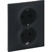Legrand SEANO 2-fach Schutzkontakt-Steckdose mit erhöhtem Berührungsschutz, Steckklemmen, 16A, 250V, Anthrazit, 765425