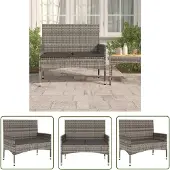 The Living Store Gartenbank 2-Sitzer mit Kissen Grau Poly Rattan