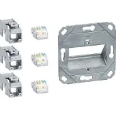 Hager GMKSRJ45C6A3 Anschluss Modul 3x RJ45, Cat.6a, für Zentralscheibe UAE 3-fach, hfr