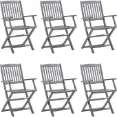 The Living Store Klappbare Gartenstühle 6 Stk. mit Sitzkissen Massivholz Akazie