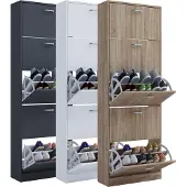 VCM Schuhschrank "Holz Regal Schuhschrank Schuhkipper Serie Sipos XL", schwarz (anthrazit), B:59cm T:22cm, Obermaterial: 100% Holz Wood., Schränke, Schuhschrank