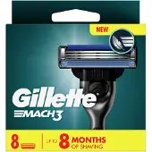 Gillette Mach3 XL Rasierklingen, 3-Klingen, passend für alle Mach3-Rasierer, 8 Stück