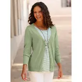 Casual Looks 1100000002199 , Damen, Gr. 36, grün (eucalyptus), 100% Baumwolle, unifarben, Strickjacken 1100000002199