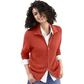 Witt Weiden Strickjacke WITT "Strickjacke Strickjacke mit 2-Wege-Reißverschluss", Damen, Gr. 36, rot (rostrot), Sportlich, gerade, Strickjacken Strickjacke