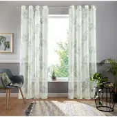 Otto Home Gardine "Paula, 1 Stück, Ösen, halbtransparent, Blätter-Motiv" Gr. 1, grün, B:140cm H:145cm, Voile, Polyester, Gardinen, Gardine, Halbtransparent, Voile, Polyester, Topseller