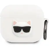 Karl Lagerfeld KLACA3SILCHWH AirPods 3 Hülle weiß/weiß Silikon Choupette